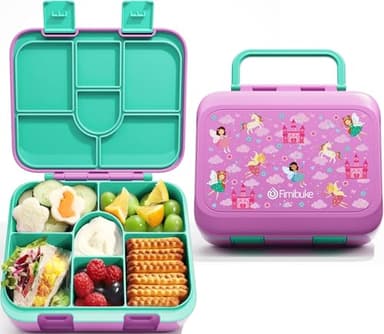 Fimibuke Snack Box for Kids & Toddlers, 6-Compartment Snack Container BPA-Free Small Bento Box Leak-Proof Lunch Box, 32oz Lunchable Food Container for School Travel Picnic, Microwave & Dishwasher Safe - Image 1