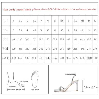 Modatope Womens Sandals Square Open Toe Silver High Heels Strappy Ankle Strap Sandals Comfort Dress Party Shoes Size 7.5 - Image 7
