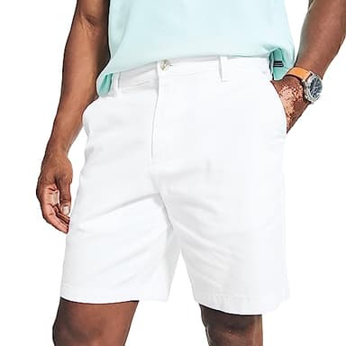 Nautica Men's Classic Fit Flat Front Stretch Solid Chino 8.5" Deck Shorts, Bright White, 32W - Image 4