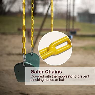 PACEARTH Swing Seat Support 660lb with 68.9 inch Anti-Rust Chains Plastic Coated 23.6 inch Tree Hanging Straps and Locking Buckles Outdoor Playground Tree Swing-Green - Image 3