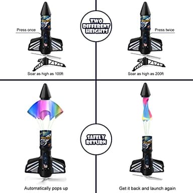 Rocket Launcher for Kids, Self Launching Motorized Air Rocket Toy, Outdoor Toys for Ages 8-12, Model Rockets with Parachute Safely Land, Spaceship Launch up to 200 ft Birthday Gifts for Boys - Image 7