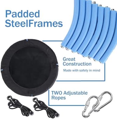 40 Inch Saucer Tree Swing for Kids, Outdoor Round Swing with Hanging Straps & Adjustable Ropes, Easy Assembly - Image 5