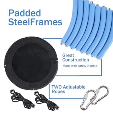 40 Inch Saucer Tree Swing for Kids, Outdoor Round Swing with Hanging Straps & Adjustable Ropes, Easy Assembly - Image 3