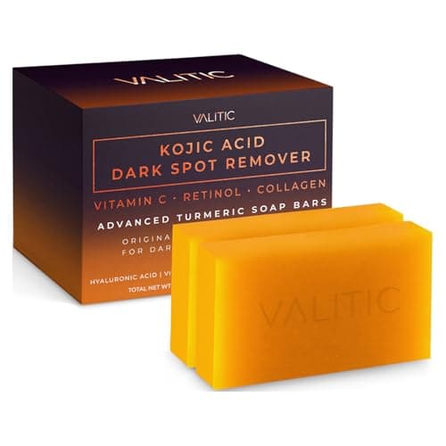 VALITIC Kojic Acid Dark Spot Remover Soap Bars with Vitamin C, Retinol, Collagen, Turmeric - Original Japanese Complex Infused with Hyaluronic Acid, Vitamin E, Shea Butter, Castile Olive Oil (2 Pack) - Image 1