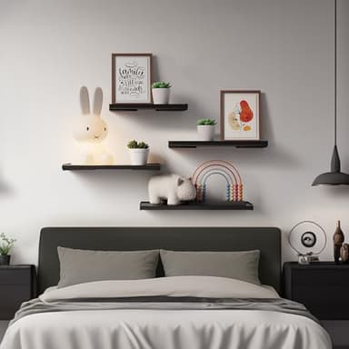 BAYKA Wall Shelves for Bedroom Decor, Floating Wall Shelves for Living Room Kitchen Storage, Mounted Rustic Wood Floating Shelves for Kids Books, Corner Shelves for Bathroom, Office(Set of 3) - Image 2