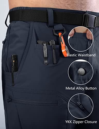Shallowlulu Mens Cargo Hiking Shorts Water Resistant Quick Dry Lightweight Breathable Tactical Shorts with Nylon Belt(Navy Blue 36W/12L) - Image 5