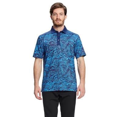 Golf Shirts for Men Dry Fit Short Sleeve Print Performance Moisture Wicking Polo Shirt - Image 2