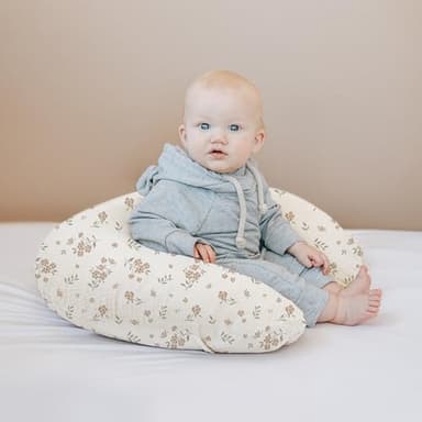 Konssy 2-Pack Muslin Nursing Pillow Covers, Soft & Adorable Nursing Covers for Breastfeeding Pillows, Slipcovers for Newborn Boys & Girls(Cream, Blossom) - Image 4