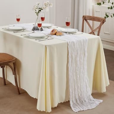 6 Pack White Cheesecloth Table Runner 10FT Long Boho Gauze Table Runner Rustic Sheer Runner for Wedding Bridal Baby Shower Birthday Party Table Decor Thanksgiving Christmas Decorations - Image 7