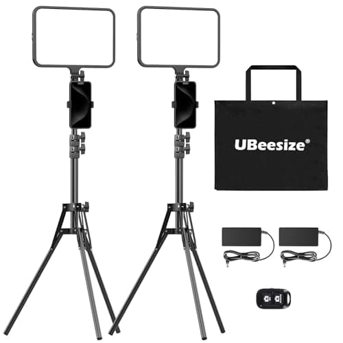 UBeesize 2 Pack LED Video Light Kit, Photography Lighting, 13" Studio Lights with 65" Tripod Stand and Phone Holders, Podcast Lighting for Video Recording,Tiktok,YouTube - Image 1