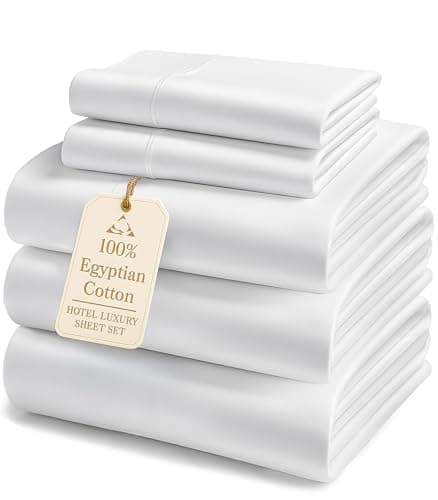 LANE LINEN 100% Egyptian Cotton Split King Bed Sheets for Adjustable Beds Soft & Comfy Luxury Hotel Style Thick Split King Sheet Set, Fully Elasticized Reinforsed Seams White Sheets - Image 1