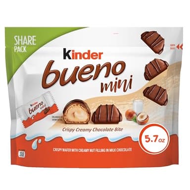 Kinder Bueno Mini, Milk Chocolate and Hazelnut Cream, Individually Wrapped Chocolate Bars, Share Size, 5.7 oz - Image 1