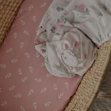 Gllquen Baby Bassinet Sheets 4 Pack, Breathable Cozy Fitted Mattress Sheet, Elastic Travel Crib Fashionable Floral Pattern, Standard Cradle Safe Sheets for Baby Boys Girls 32"x16"(Deer & Rose) - Image 7