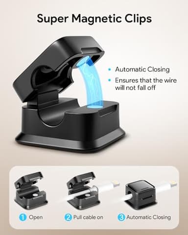 8 Pack Cord Organizer Holder,Costop Strong Adhesive Desk Cable Management Magnetic Easy Open,Organize Phone Charging Cords Wire Holder Organizer Neatly for Home,Office,Car,Desk,Nightstand - Image 5