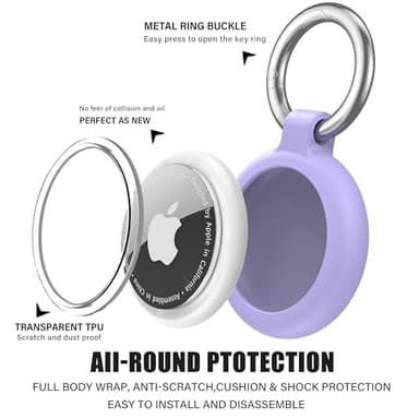 Galafoki 4 Pack Air tags Holder, Waterproof for Apple Air tags 4 Pack with Keychain,Dust and Scratch Proof for Dog,Cat, Bags, Keys, Luggage -MintGreen+Orange+Pink+Yellow - Image 2