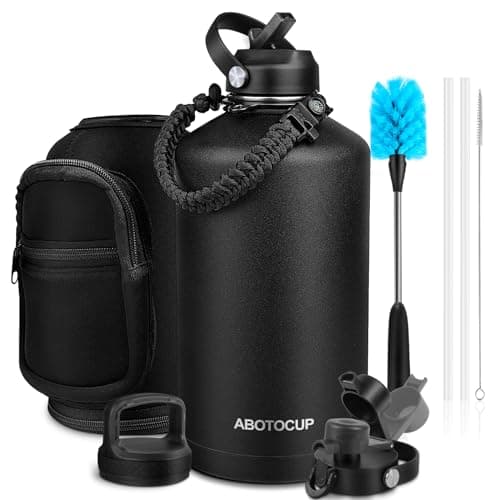 ABOTOCUP Gallon Water Bottle Insulated Keep Cold24H & Hot12H, Large 1 Water Bottle Gallon with Straw Lids&Paracord Handle, 128oz Water Bottle Double Wall Leak-proof BPA Free with Powder Coated - Image 1