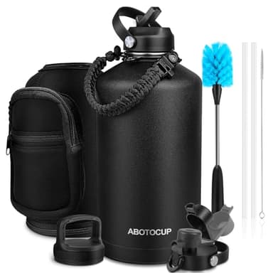 ABOTOCUP Gallon Water Bottle Insulated Keep Cold24H & Hot12H, Large 1 Water Bottle Gallon with Straw Lids&Paracord Handle, 128oz Water Bottle Double Wall Leak-proof BPA Free with Powder Coated - Image 1