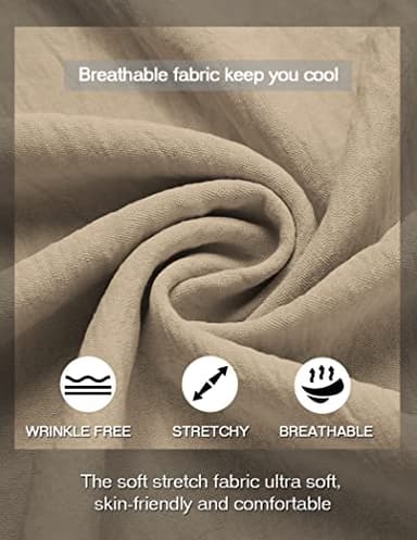 COOFANDY Men Summer Henley Shirts Button Vacation Shirt Collarless Casual T-Shirt Khaki - Image 4