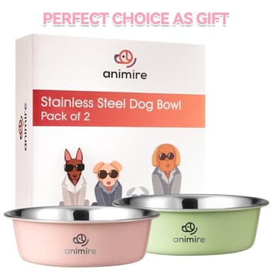 Stainless Steel Metal Dog Bowl Set of 2, Animire Nonslip Dog Water and Food Bowl, Easy to Clean, Each Holds 3.8 Cup - Image 8