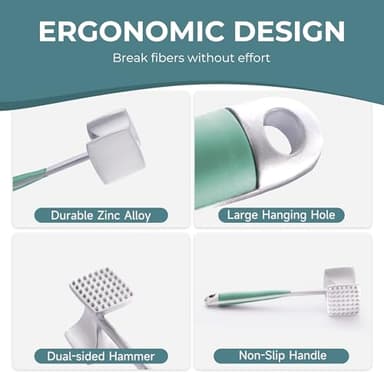 KITEXPERT Meat Tenderizer Hammer with Comfortable-Grip Handle, Dual-side Mallet for Kitchen, Heavy Duty Pounder For Tenderizing Steak, Beef and Fish, Mint Green - Image 4