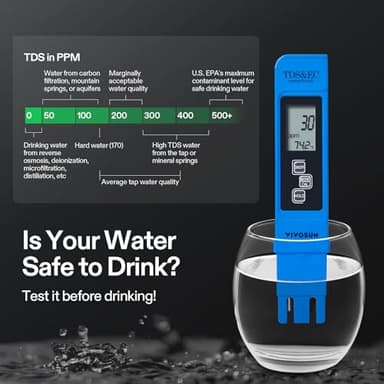 VIVOSUN Digital pH and TDS Meter Kits, 0.01pH High Accuracy Pen Type pH Meter ± 2% Readout Accuracy 3-in-1 TDS EC Temperature Meter for Hydroponics, Pool and Aquarium, Yellow Blue, UL Certified - Image 6