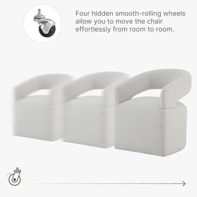 KISLOT Upholstered Dining Chairs with Removable Casters Barrel Side Armchair with Rollers for Diningroom Bedroom Livingroom Reading Room, Linen, 1PCS - Image 4
