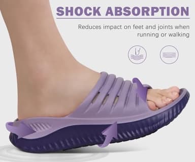 KuaiLu Womens Recovery Sandals Comfortable Plantar Fasciitis Arch Support Ladies Orthopedic Open Toe Slip On Running Sport Walking Slides Thick Athletic Cushion Slippers Summer Sliders Purple Size 9 - Image 5