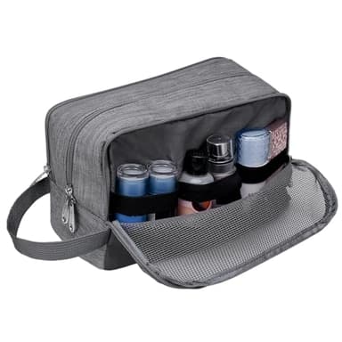 Toiletry Bag for Men Hanging Dopp Kit Water Resistant Shaving Bag Small Toiletry Bag for Traveling (Denim Grey) - Image 6