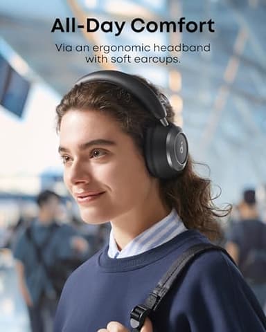 Soundcore Space One Pro, FlexiCurve Over-Ear Headphone, Adaptive Active Noise Cancelling Headphones Driven by 6 Mics, 60H Lossless Audio, Ultra-Fast Charging, Hi-Res Wireless, Comfortable Fit - Image 8
