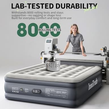 InnoTruth Air Mattress Queen with Built in Pump, Inflatable Mattress Blow up Mattress, Family Choice Award Winner, 18" Colchones Inflables Foldable Air Bed for Guest & Home, Ideal for Camping, 650lbs - Image 4