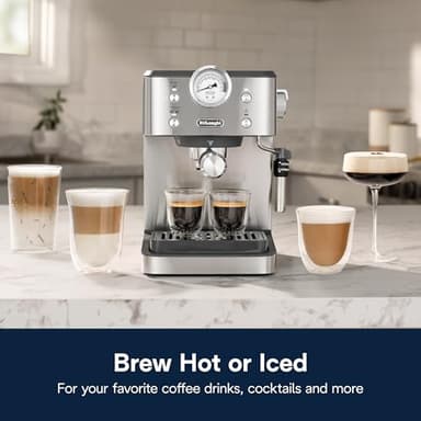 De’Longhi Classic Espresso Machine with Milk Frother, 15-Bar Pump & Temperature Control - Barista Coffee Maker Kit for Espresso, Latte, Cappuccino & Iced Coffee - Italian Stainless Steel Design - Image 8