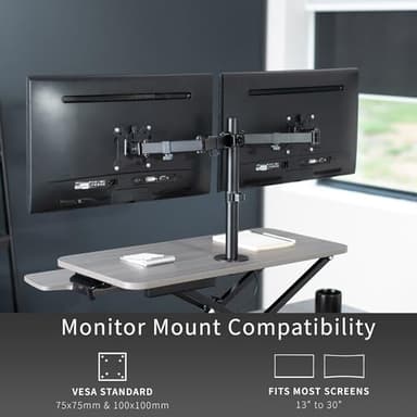 VIVO Height Adjustable 32 inch Standing Desk Converter with Dual 13 to 30 inch Monitor Stand, Sit Stand Monitor Mount and Desk Riser, Gray, DESK-V000K-M2G - Image 5