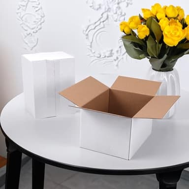 Hoikwo 8x6x5 Shipping Boxes Set of 25, White Corrugated Cardboard Box for Small Business for Packaging Mailing - Image 7