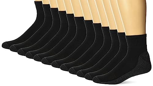Hanes Men's, X-Temp Cushioned Ankle Socks, 12-Pack, Black, 12-14