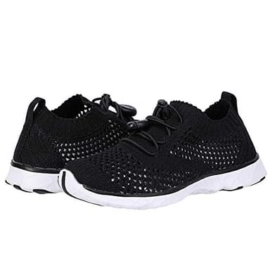 Boy/Girls Tennis Walking Shoes Sport Sneakers for Pool, Beach, Aqua Water Sports, Outdoor, Camp Black/White 6 M US Big Kid - Image 6