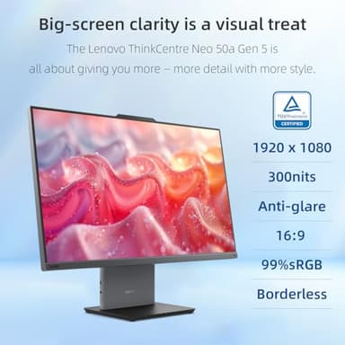 Lenovo ThinkCentre Neo 50a All-in-One Business Desktop, 27” FHD 100Hz Display, Intel Core i7-13620H, 64GB DDR5 RAM, 2TB SSD, Webcam, HDMI, Type-C, Wi-Fi 6, Wired Keyboard & Mouse, Windows 11 Pro - Image 5