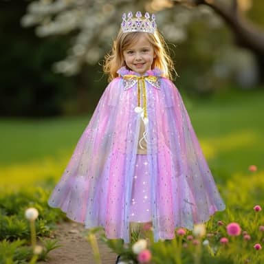 Meland Princess Dress up Clothes for Girl, 11Pcs Princess Cape with Kid Crown Toys,Dresses for Girl 3,4,5,6,7,8 Birthday Gift - Image 5