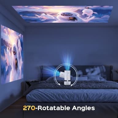 [Built-in Battery] Mini Projector with Wifi and Bluetooth, Rechargeable Portable Outdoor Smart Projector with Support 4K Decoding, Electric Focus Home Theater for Phone, White - Image 7