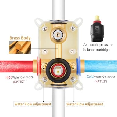 Gabrylly Shower System, 10 Inches Rain Shower Heads with Handheld Spray Combo, Wall Mounted Shower Faucets Sets Complete with Shower Valve Kit, Shower Head and Handle Set, Matte Black - Image 6