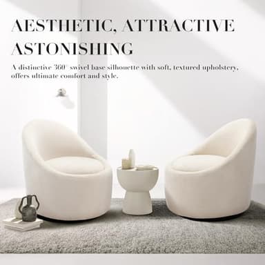 Swivel Barrel Accent Chair Set of 2, 360 with Hidden Storage, Modern Small Round Accent Chair for Living Room/Bedroom - Beige - Image 7