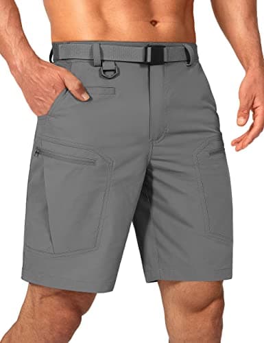 Shallowlulu Mens Cargo Hiking Shorts Water Resistant Quick Dry Lightweight Breathable Tactical Shorts with Nylon Belt(Grey 40W/10L) - Image 1