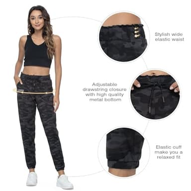 Haowind Joggers for Women with Pockets Elastic Waist Workout Sport Gym Pants Comfy Lounge Yoga Running Pants(Black Ash Camo L) - Image 4