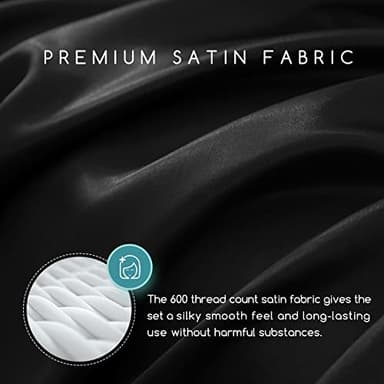 MR&HM Satin Sheets Full Size with Elastic Corner Straps, 4-Piece Silky Bedding Set, Deep Pocket 15 Inches, Good for Hair & Skin (Full, Black) - Image 3