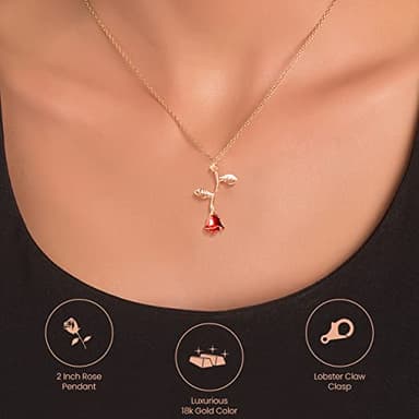 Gold Rose Pendant Necklace for Women - Aesthetic, Preppy Jewelry for Teens - Dainty Gold necklace - gold necklace for women trendy - 14k gold necklace for women - Image 4