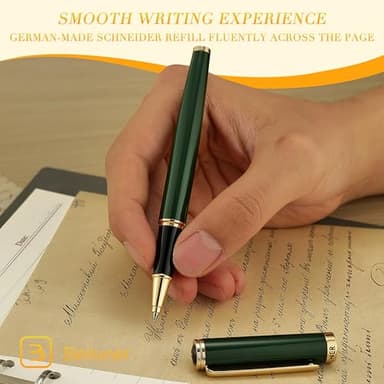 BEILUNER Luxury Rollerball Pen, Stunning Green Lacquer with 24K Gold Trim,Noble and Elegant Designs,Schneider Ink Refill, Best Gift Set for Men & Women, Refillable, Executive Writing, Nice Pens - Image 7