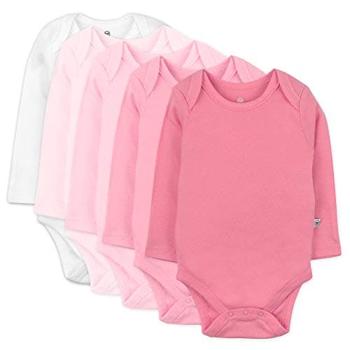 HonestBaby 5-Pack Organic Cotton Long Sleeve Bodysuits, Pink Ombre, 6-9 Months - Image 1