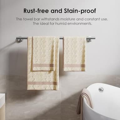 FORIOUS Towel Bar Wall Mounted, Stainless Steel Towel Racks for Bathroom, Includes Wall Mounting Hardware (Brushed Nickel, 20 Inch) - Image 7