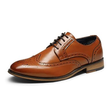 Bruno Marc Men's Lace Up Soft Cap-Toe Formal Dress Shoes,Size 12,Brown-Wingtip,Louis_2 - Image 1