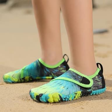 ANYUETE Water Shoes for Kids Boys Girls Aqua Socks Barefoot Beach Sports Swim Pool Outdoor Quick Dry Lightweight Green Little Big Kid 3 Big Kid - Image 2