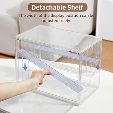 Display Case for Collectibles 4 Layer Updated Adjustable Acrylic Display Case with Magnetic Door Clear Stackable Display Box Hobby Display Cases for Figures, 2 Pack - Image 2